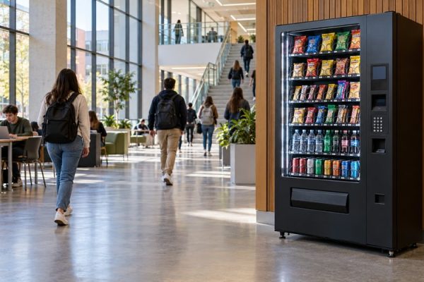 Üniversite çalışma binasında snack ve içecek otomatı